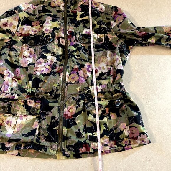Erin London Jacket women's Size Medium Zip Up Floral Camouflage - Picture 9 of 11